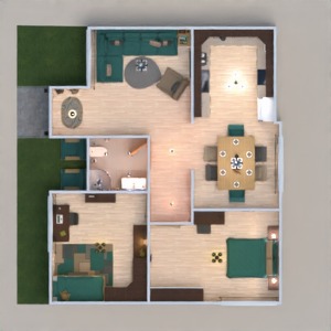 floorplans 独栋别墅 卧室 厨房 户外 3d