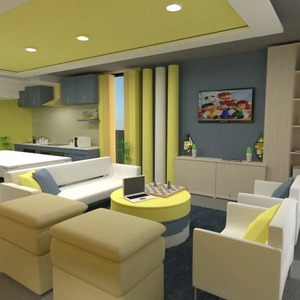 floorplans svetainė virtuvė vaikų kambarys valgomasis 3d