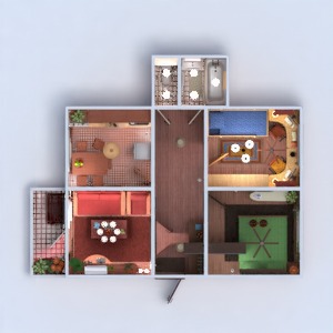 floorplans wohnung möbel badezimmer schlafzimmer wohnzimmer küche kinderzimmer lagerraum, abstellraum eingang 3d