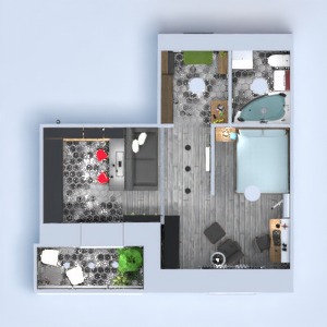 floorplans butas baldai dekoras miegamasis svetainė virtuvė apšvietimas renovacija studija prieškambaris 3d