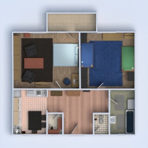 floorplans 独栋别墅 露台 浴室 卧室 厨房 3d