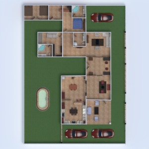 floorplans 独栋别墅 家具 装饰 浴室 卧室 客厅 车库 厨房 户外 照明 家电 3d