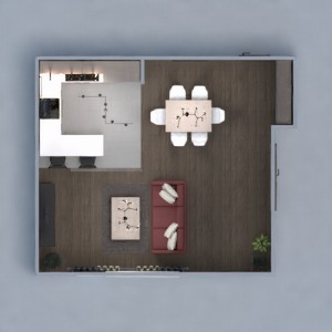 planos casa salón cocina comedor 3d