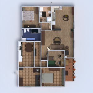 planos apartamento dormitorio salón cocina 3d