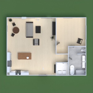 floorplans appartement salle de bains chambre à coucher salon 3d