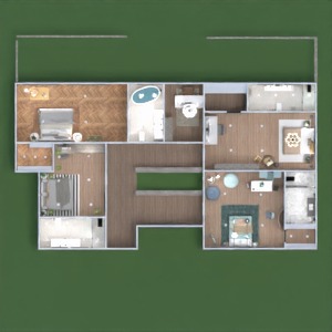 floorplans appartement salle de bains chambre d'enfant terrasse extérieur 3d