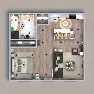 planos apartamento cuarto de baño dormitorio salón cocina 3d