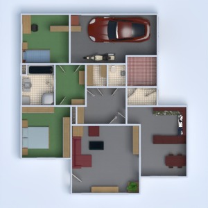 floorplans namas baldai vonia miegamasis svetainė garažas vaikų kambarys 3d