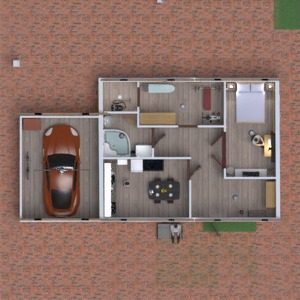 floorplans namas baldai garažas virtuvė 3d