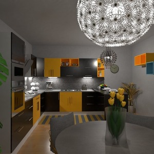 floorplans baldai dekoras virtuvė apšvietimas valgomasis 3d