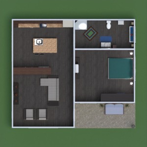 planos casa cuarto de baño salón cocina descansillo 3d