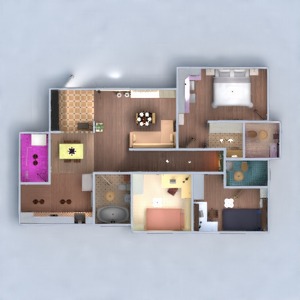 floorplans appartement maison meubles décoration salle de bains chambre à coucher salon salle à manger entrée 3d