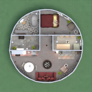 планировки дом спальня гостиная кухня 3d