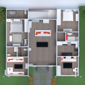 floorplans apartamento quarto paisagismo utensílios domésticos sala de jantar 3d