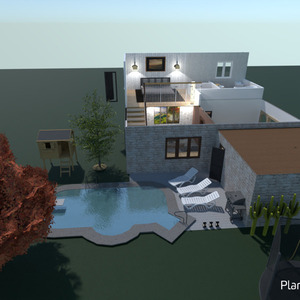 planos casa bricolaje cuarto de baño exterior paisaje 3d