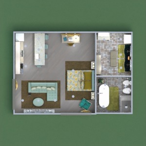 floorplans 装饰 卧室 单间公寓 3d