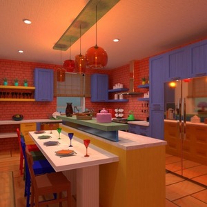 floorplans baldai dekoras virtuvė valgomasis sandėliukas 3d