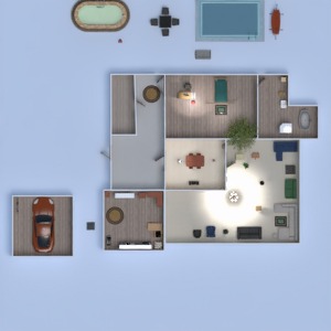 floorplans dom sypialnia pokój dzienny garaż na zewnątrz 3d