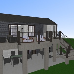 planos casa terraza muebles cuarto de baño dormitorio 3d
