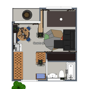 floorplans appartement salle de bains chambre à coucher extérieur salle à manger 3d