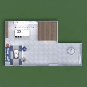 floorplans namas svetainė virtuvė valgomasis 3d