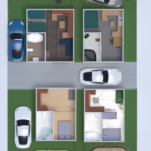 planos casa cuarto de baño dormitorio salón exterior 3d