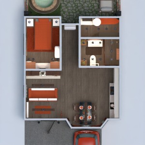 floorplans maison terrasse meubles décoration salle de bains chambre à coucher salon cuisine extérieur paysage entrée 3d