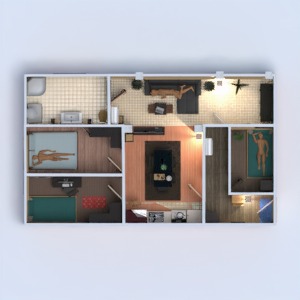 floorplans namas vonia miegamasis virtuvė vaikų kambarys valgomasis 3d