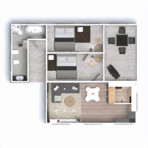 floorplans quarto área externa utensílios domésticos 3d