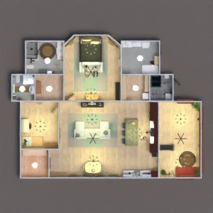 floorplans 独栋别墅 浴室 卧室 厨房 餐厅 3d