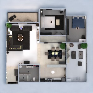 floorplans 公寓 独栋别墅 露台 家具 装饰 卧室 客厅 厨房 照明 餐厅 3d