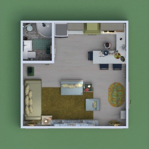 floorplans wystrój wnętrz łazienka kuchnia mieszkanie typu studio 3d