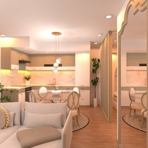 floorplans appartement terrasse chambre à coucher salon eclairage 3d