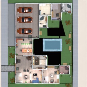 floorplans casa garagem área externa paisagismo arquitetura 3d