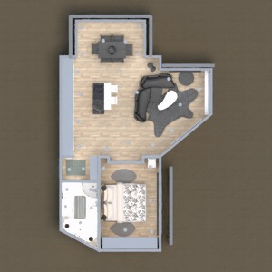 planos apartamento cuarto de baño dormitorio despacho estudio 3d