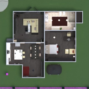 planos casa cuarto de baño dormitorio salón cocina paisaje 3d