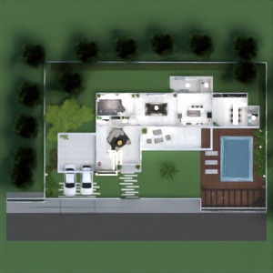 planos casa exterior iluminación paisaje arquitectura 3d
