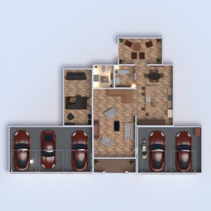 floorplans namas terasa svetainė garažas virtuvė biuras 3d