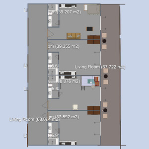 planos apartamento terraza garaje cafetería arquitectura 3d