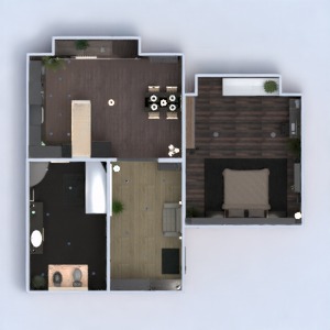 floorplans appartement salle de bains chambre à coucher cuisine entrée 3d