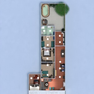 planos apartamento casa terraza muebles cuarto de baño garaje cocina iluminación 3d