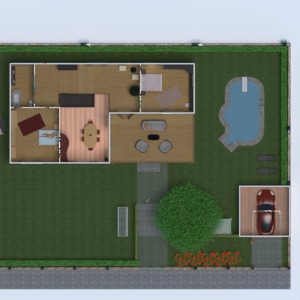 planos casa terraza paisaje 3d