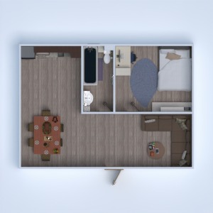 planos apartamento cuarto de baño dormitorio cocina 3d