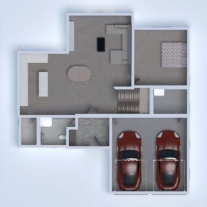 planos casa cuarto de baño dormitorio garaje cocina 3d