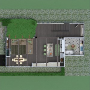floorplans maison terrasse meubles salle de bains chambre à coucher salon cuisine extérieur eclairage salle à manger architecture 3d