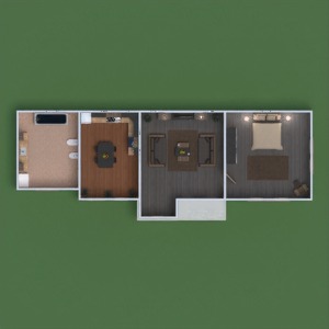 floorplans maison terrasse salle de bains chambre à coucher salon cuisine extérieur 3d