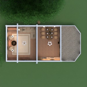 planos casa terraza muebles decoración salón cocina comedor 3d