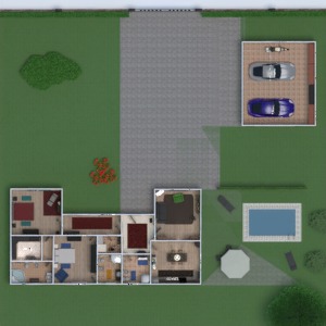 planos casa muebles cuarto de baño dormitorio garaje 3d