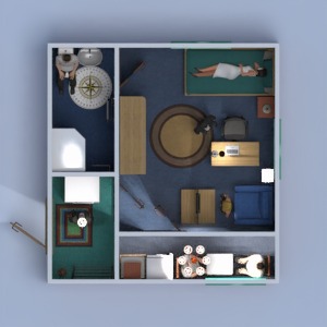 planos apartamento muebles decoración dormitorio salón 3d