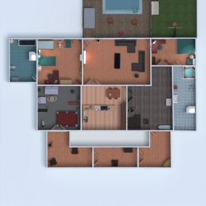 floorplans namas terasa pasidaryk pats vonia miegamasis svetainė virtuvė vaikų kambarys 3d